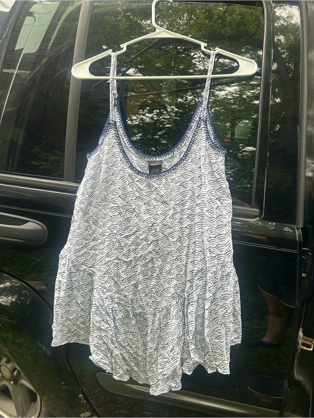 Dolce Vita White Tank with Navy Stitching and Print